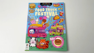 Food Truck Festival Colouring Book + Holographic Stickers To Color Adorable Characters For Kids
