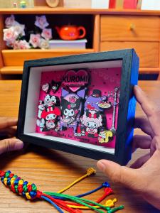 Sanrio Family 3D Stereoscopic Painting Collectible Figurine Handmade Decorative Display Stand Birthday Gift Anime Cartoon Toy