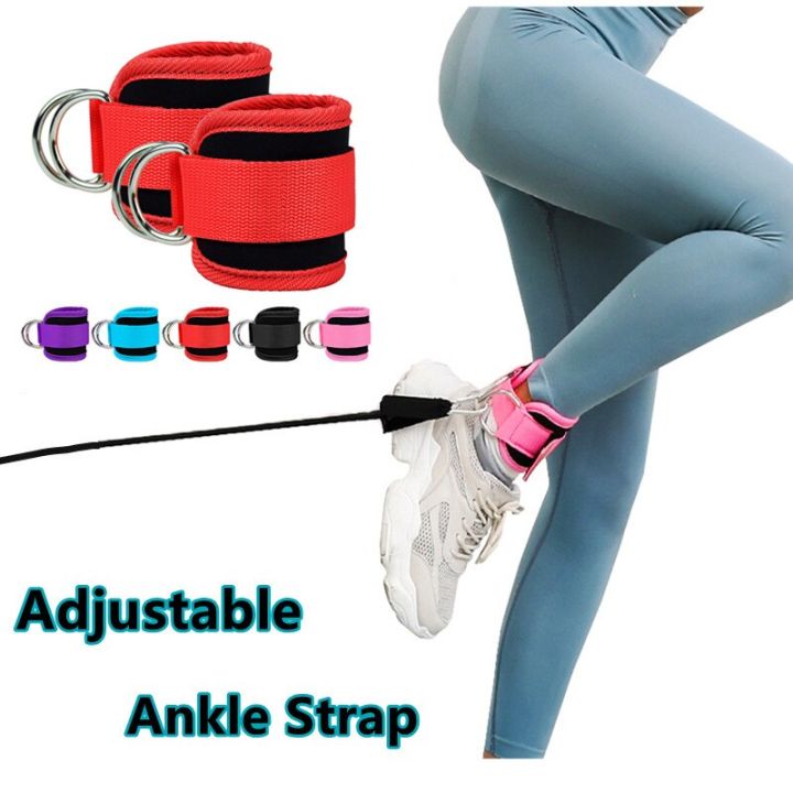 Gym Ankle Straps Double DRing Adjustable Neoprene Padded Cuffs Ankle