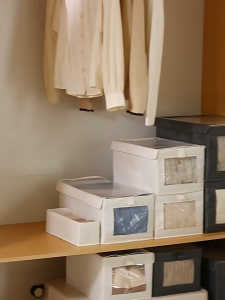 Large Capacity Foldable Storage Boxes Storage Bins Closet Organizer with Handle for Organizing Clothing Underwear Jeans Baby Items Toys Books Shelves Closet Storage Containers with Window