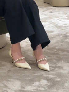 3 inch Korean Trends Pearl Straps pointed heels Formal Elegant Stiletto High Heels for women