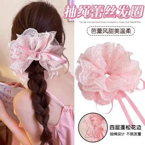 Mùa Xuân 2025 Móc Tóc Ren Ngọt Ngào Có Dây Rút Phong Cách Ballet Mới Móc Tóc Đuôi Ngựa Thắt Nơ Phụ Kiện Tóc Dễ Thương