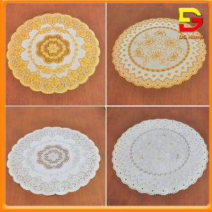 Tấm Lót Bình Trà Lọ Hoa Lót Ly Chén Bằng Nhựa Có Ren Dập Nổi Chống Thấm Nước Nhiều Kích Thước DC-49