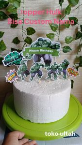 Topper / Hiasan Kue Hulk Bisa Custom Nama (Isi 8) untuk Dekorasi Cake Ulangtahun Anak