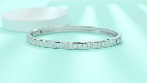 GRA Certified 925 Silver Princess Cut Moissanite Bangle for Women Daily Wear