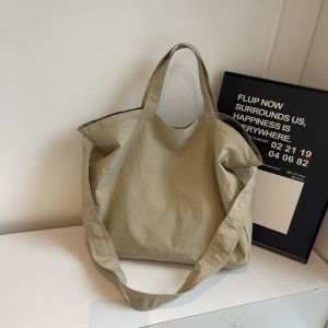 Large Capacity Canvas Tote Bag Womens Single Shoulder Slouchy Style Handbag Casual Crossbody Shopping Bag Korean Style