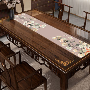 New Chinese Style Cut Out Print Tablecloth Washable Oil-Proof Waterproof Coffee Table Top Protective Pad Transparent Soft Glass Dining Table Cushion