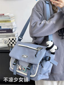 Parka Large Capacity Work Clothing Messenger Bag Mens Japanese Style Ins Hong Kong Style Crossbody Bag Female Student Class Canvas Bag Cartoon Backpack