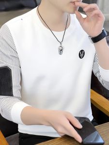 ROMON | Loose Long Sleeve Round Neck Sweatshirt Romon Mens Casual Bottom Shirt Spring Autumn Fashion Urban Style Antibacterial T-shirt