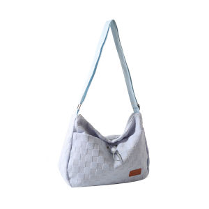 GStar Women Fashion Checker Embossed Hobo Bag Korean Premium Canvas Simple Smooth Sling Bag Shoulder Bag Crossbody Handbag Beg Wanita Cantik