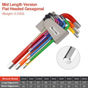 Allen Key Sets 9 PCS Hexagon Spanner Colorful Universal Hex Wrench Screwdrivers Six-Lens Ball Keys Hand Tools for Bicycle Repair