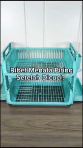 Rak Piring 2 Susun Rak Piring 2 Tingkat Plastik Kokoh Tempat Pengering Piring Rak Susun 2 Tingkat Piring Green dan PurpleGenki Market