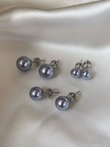 Elegant Aurora Purple Pearl Stud Earrings for Women: 999 Pure Silver Fashionable Jewelry Accessories with Geometric Pattern