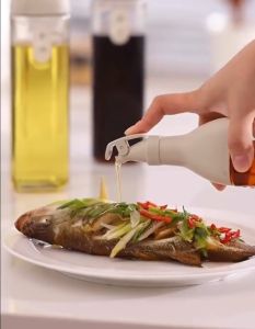 Glass Oil Seasoning Bottle for Soy Sauce Seasoning Spoon Bottle Jar Organizer with Lid Jars Seasoning Bottle Kitchen