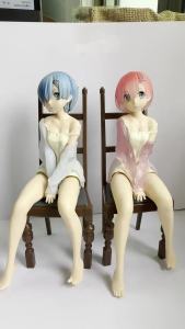 Bandai | Anime Re: Life In A Different World From Zero Rem Sit On Chairs Apron Maid Dress Action Figures Collection PVC Model Toy Gift