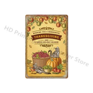 Fall Harvest Fresh Pumpkin Metal Sign Vintage Wall Stickers Thanksgiving Tin Plaque Wall Art Metal Plate Farm Decor Metal Decor