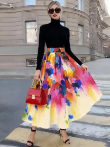 Printed Design Four season casual style multicolored half Skirt graffiti painted half skirt