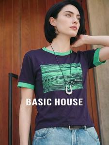 Basic House | Color Block Print Fashionable Women Short Sleeve T-Shirt