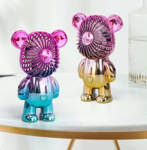 Quạt Điện Mini Hoạt Hình Cầm Tay Hình Gấu Có Cổng Sạc USB Tận Hưởng Gió Mát Tránh Nóng Mùa Hè Mọi Nơi