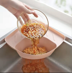 Triangle Kitchen Bathroom Sink Holder Sponge Scratcher Cleaning Brush Storage Organizer Rack with Suction Cup Pink