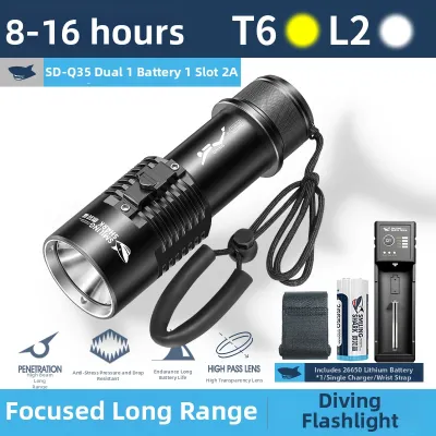 SMILING SHARK | Ultra Bright Waterproof Dive Torch Yellow Light