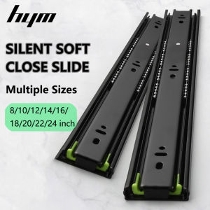 HYM 2PCS Drawer Slide For Cabinet Desk Soft Close Heavy Duty Hydraulic Drawer Guide 3 Fold Roller Guide
