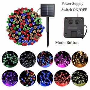 【Buy1 Take 1】12m Solar Christmas Lights Outdoor Waterproof Solar Powered Led String Light Garden Decoration Fairy Lights COD