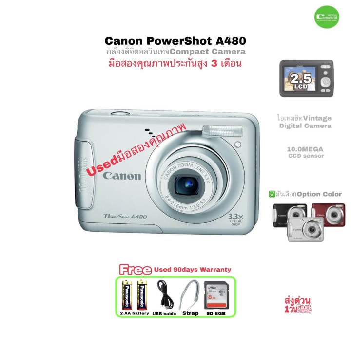 Canon PowerShot A480 AiAF 10.0MP CCD Vintage Digital Compact