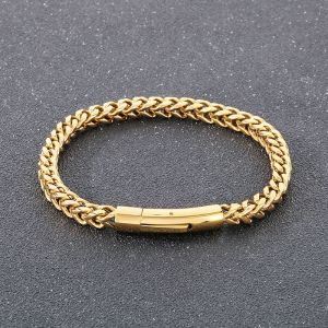 High Quality Polished Chain Bracelet Stainless Steel 18K Gold Bracelets Mens Fashion Bracelet