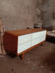 bufet tv kayu jati aesthetic laci duco