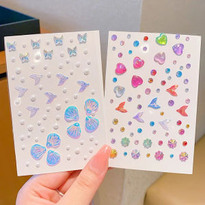 Water Diamond Facial Stickers Christmas Tree Pearl Tear Diamond Eye Tail Stickers Childrens Christmas Decoration Decals