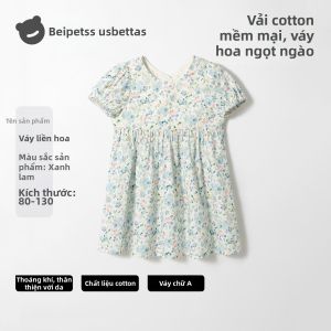 Usbettas | Đầm In Mới Cho Bé Gái Cotton Mùa Hè