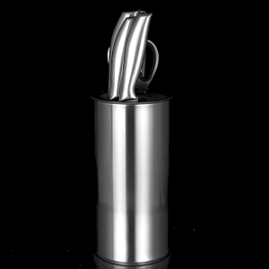 Seven-Piece Stainless Steel Knife Set with Holder - High-Quality Kitchen Knives for Chopping Slicing and Sharpening