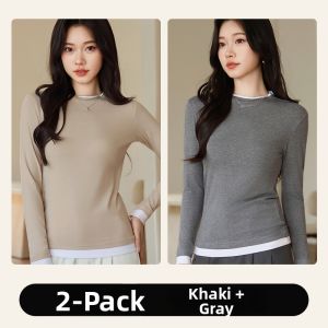 MiiOW | Slim Fit Round Neck Layered Style T-Shirt Waist Shaping