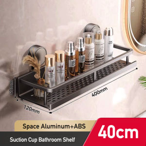 No Drill Suction Cup Mount Bathroom Rack Bathroom Shelf Toilet Space Aluminum Hanging Rack Bath Room Organizer Hang On The Wall