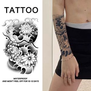 Japanese Style Half-Sleeve Flower Waterproof Temporary Tattoo Lasting 1-2 Weeks Realistic Semi-Permanent Fake Tattoo