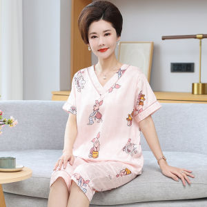 Bộ đồ ngủ nữ MiiOW làm bằng vải lụa băng dài tay cổ chữ V áo kiểu chui đầu