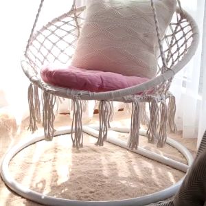 Ready Stock Swing Chair Nordic Style Rope Egg Chair Hammock Swinging Adult Hanging Chair Round Black Grey Blue 棉绳懒人吊椅