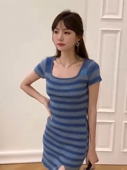 summer pink beach dress women fit casual sexy mini dress korean style cute  aesthetic blue bodycon dress dinner party plus size      | Lazada