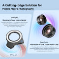 APEXEL 10-20X Zoom Macro Lens HD Micro Phone Camera Lenses with LED Fill Light for iPhone Samsung all Smartphones Eyelash Macro. 