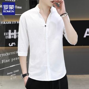 ROMON | Chinese Style Thin Casual White Shirt