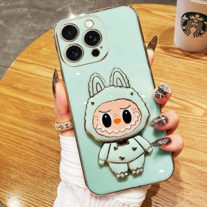 YBD Cute Labubu Phone Case for Vivo V21 4G 5G V21E 4G Y73 2021 V20 Pro V20SE V2022 Y70 Rotating Bracket with Mirror Soft Shell