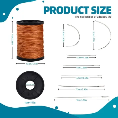 Leather Sewing Kit DIY Leather Sewing Awl Needle With Copper Handle Set Leather Canvas Tent Shoes Repairing Tool W/Nylon Thread