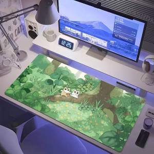 Bandai | Cute Cartoon Cat Fish Mouse Pad Green Large Computer Keyboard Pad Natural Rubber Anti-Slip Pad Perfect Gift for Girlfriend Women