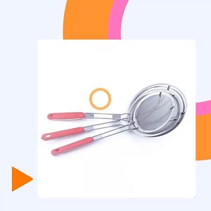 Saringan Minyak Gagang Warna Merah & Stainless Steel