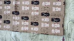 Half Yard Slub Cotton Fabric Japanese Soft Breeze Fortune Cat Print Handmade DIY Bag Garment Sewing Material CR-630