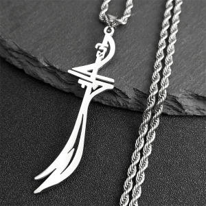 Arabic Sword Saudi Stainless Steel Islamic Muslim Zulfiqar Imam Ali Swords Necklaces for Men Islam Accessories Gift Jewelry 656
