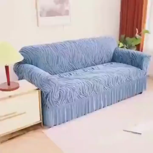 4-in-1 Jacquard Armless Sofa Cover Set with Skirt 2 Single and 2-Seater Mini Footstool Stretchable Skin-Friendly Furniture Protector Easy to Clean Sofa Covers