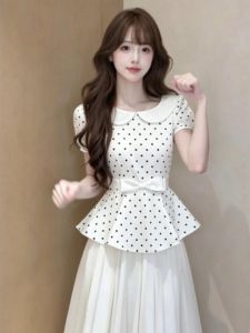 Unique Beautiful Dots Shirt and Skirt Set