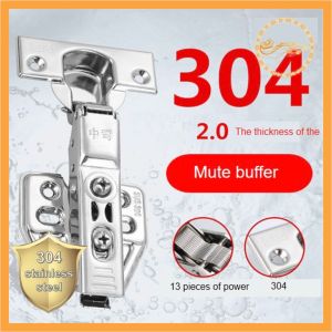 2-Pack Premium 304 Stainless Steel Hydraulic Self-Dumping Hinges for Furniture Protection